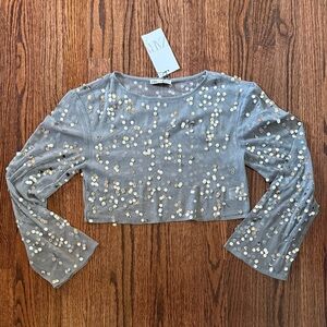 Zara Sequin Crop Shirt NWT